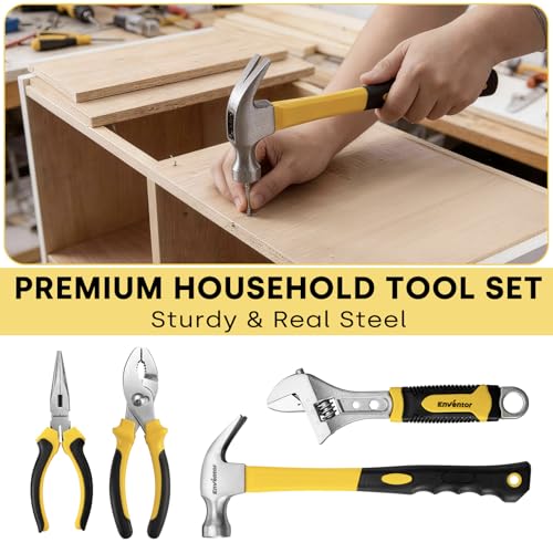 Enventor 419 PCS Home Tool Kit for DIY Repair, Home Maintenance with Drawer | General Home Auto Repair Tool Set Toolbox 3-Layer Organized Storage for Handyman, Homeowner