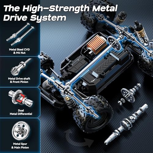 RC Cars 1:18 Entry-Level RC Car for Adults & Boys, All-Metal drivetrain Off-Road RC Racing Truck 40 km/h, Carros de Control Remoto 4x4 with 2 Batteries, Fast Remote Control Car for Adults - color: Blue