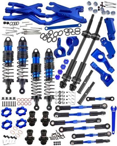 Upgrades Part for 1/10 Stampede/Rustler 2WD,Drive Shaft CVD&RC Shocks&Adjustable Turnbuckles Camber Links&A Arm&Caster Block&Steering Blocks&Rear Stub Axle Carriers,Wheel Hex&Hex Hub,Blue - color: Navy Blue/for 2wd