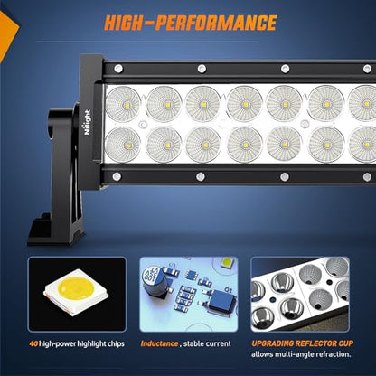 Nilight 50Inch 288W Curved Spot Flood Combo Led Light Bar Off Road Driving Lights Boat Lights Fog Light 12V On/Off 5 Pin Rocker Switch Power 12AWG Wiring Harness Kit-1 Lead for Trucks,2 Years Warranty - size: 50Inch 288W Light Bar +Wiring Harness