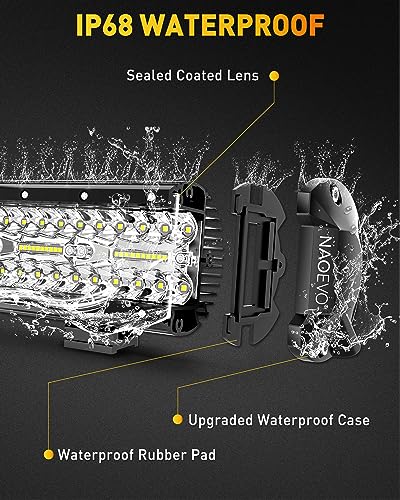 NAOEVO 7 Inch LED Light Bar, 480W 48,000LM LED Off Road/Fog Lights, 4 Pcs | Spot Flood Combo Waterproof LED Tractor Lights, Aluminum LED Work Lights with Bracket for Truck, Tractor, Boat, ATV, UTV - size: 4 Pcs