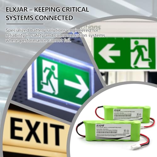 (2-Pack) 7.2V 600mAh Ni-MH Battery for RP7300110, RP7000110 | Fits Rath Microtech elevator phones; replaces Custom-118 and OSA229 with B830EC connector and horizontal 6-cell layout.