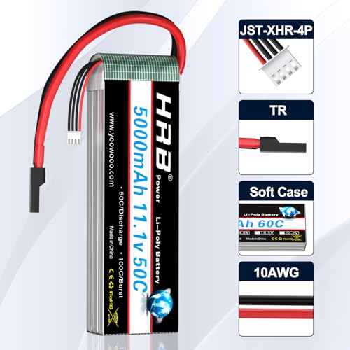 HRB 3S 5000mAh Lipo Battery 11.1V 50C TR Compatible with RC Plane