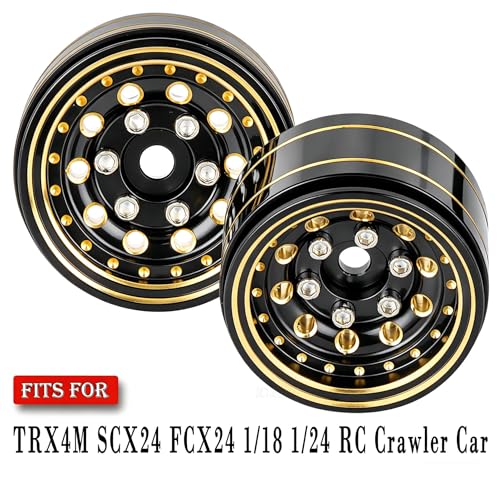 RC 1.0 Beadlock Wheel Rims Set for 1/18 1/24 Trx4m SCX24 FCX24 RC Crawler Car,1.0 Wheel Rims RC Full Brass Beadlock Wheels Rims(4PCS)