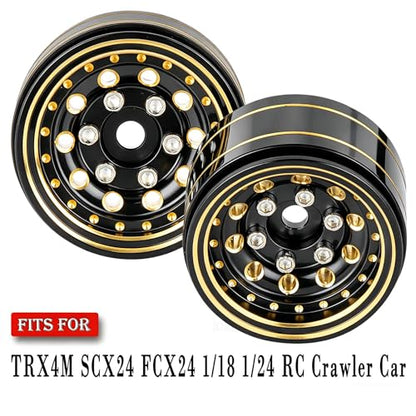 RC 1.0 Beadlock Wheel Rims Set for 1/18 1/24 Trx4m SCX24 FCX24 RC Crawler Car,1.0 Wheel Rims RC Full Brass Beadlock Wheels Rims(4PCS)