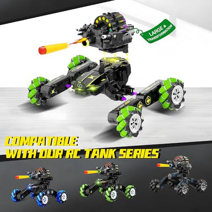 Green Foam Dart Launcher Attachment for RC Toy Vehicle, Soft Foam Dart Shooting Module Replacement Part for Remote Control Stunt Car, Kids RC Car Toy Accessory - color: Green & Foam Blaster