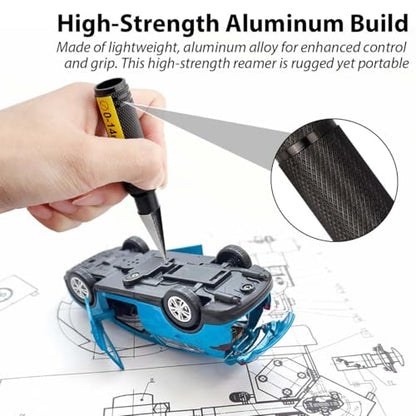 2 Pack 0-14mm RC Body Reamer Tool with Precision Scale – High-Strength Aluminum Expanding Hole Puncher Opener Reamer for RC Car Shell, Plastic Sheet, Aircraft Model, DIY Projects (Black)