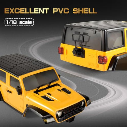 6.10in Wheelbase RC Body Shell for 1/18 ABS Hardtop Body (Yellow) | TRX4M Body with Front Rear Bumpers for TRX4M Bronco Defender Chassis - color: Yellow