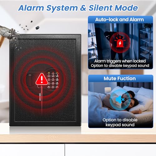 17.55'' Fireproof Safe Box with Digital Keypad, 3.2 Cu Ft Home Safe | Safes with Smart Alert, 2 Removable Shelves,Keys & Pass Code,Wall Mount,External Emergency Power and Fireproof Waterproof Bag - size: 3.2 Cubic Feet