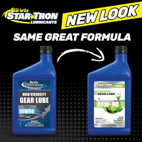 STAR BRITE Star Tron High Viscosity 80W90 Lower Unit Gear Lube | Anti-wear additives, rust and corrosion inhibitors, recommended for Mercury, Evinrude, Yamaha, Suzuki and Volvo engines - size: 32 Oz Quart, style: 80W-90W Mineral