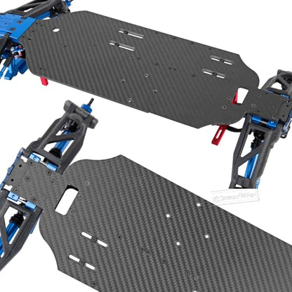 Carbon Fiber Chassis Upgrades Part for 1/10 F0rd F15O Rapt0r R 101076-4,RC Chassis Protect Armor Skid Plate Guard,Red - color: Red(1set)