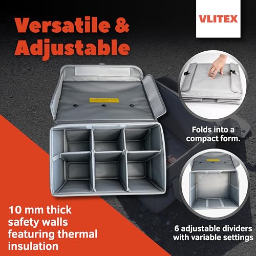 Lithium Battery Storage Box XL (Extra Large) | Engineered in Germany | Fireproof E-Fiberglass & Silicone Fabric | Certified Lipo Safe Bag Container