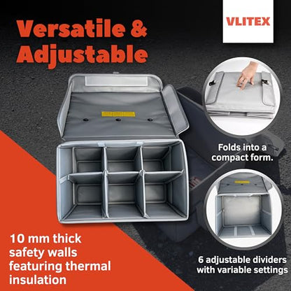 Lithium Battery Storage Box XL (Extra Large) | Engineered in Germany | Fireproof E-Fiberglass & Silicone Fabric | Certified Lipo Safe Bag Container