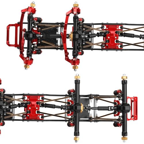 LCG 6x6 8×8 Carbon Fiber Chassis Frame with Metal Axles for 1/24 RC Crawler Car Axial SCX24 Refit Kit (8x8 red) - color: 8x8 Red