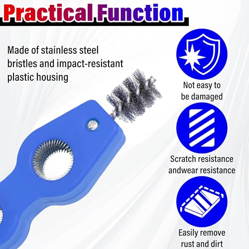 Car Battery Terminal Cleaning Brush, 4 in 1 Auto Battery Cleaner (Blue) | Anti-Rust Battery Terminals Machine Parts Cleaning Tool with Steel Wire for Plumbing Installation Soldering Brazing - color: Blue