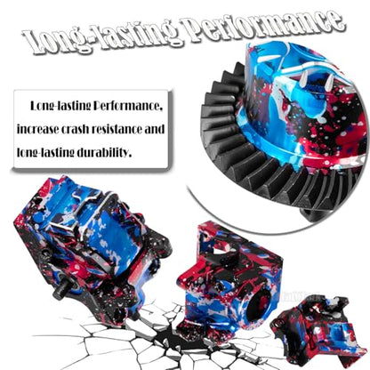 Aluminium Transmission Gearbox Upgrades Part for 1/10 Slash/Rustler/Stampede/Jato VXL 4X4 4WD,XO-1,RC Front Rear Gearbox & 37T Differential Gear,#6880#6881,Colorful(Navy Blue Red Tone) - color: Colorful(navy Blue Red Tone) - (Upgrades)