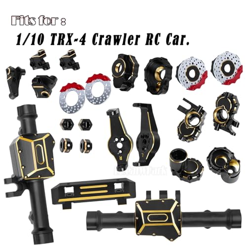 RC Upgrades Part for 1/10 TRX4,Brass Front & Rear Portal Axles,Diff Covers,Axle Mount,Caster Blocks C Hub Carrier,Inner & Outer Portal Cover Housing,Hex Hub,Black - color: Black (Parts)