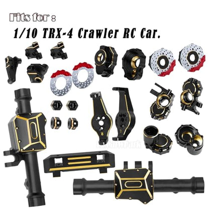 RC Upgrades Part for 1/10 TRX4,Brass Front & Rear Portal Axles,Diff Covers,Axle Mount,Caster Blocks C Hub Carrier,Inner & Outer Portal Cover Housing,Hex Hub,Black - color: Black (Parts)