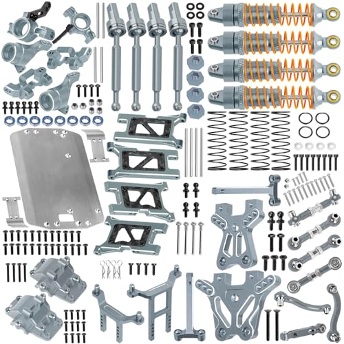 RC Upgrades Part for 1/18 LaTrax Teton,Chassis,A Arms,Drive Shaft Axles,Caster Block,Steering Blocks,Rear Stub Axle Carriers,Links,Differential Housing,Shocks,Shock Tower,Body Mounts,Titanium - color: (Titanium)