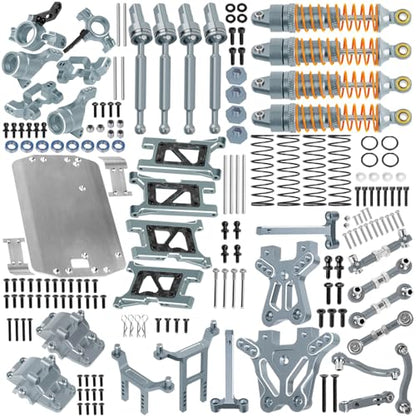RC Upgrades Part for 1/18 LaTrax Teton,Chassis,A Arms,Drive Shaft Axles,Caster Block,Steering Blocks,Rear Stub Axle Carriers,Links,Differential Housing,Shocks,Shock Tower,Body Mounts,Titanium - color: (Titanium)