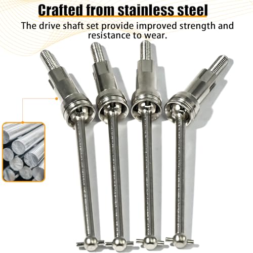 Hardened Steel CVD Driveshaft Front Rear with Hexs, Nuts, Drive Center Cup, Drivershaft Dogbone CVD Compatible with ARRMA 1/18 Mojave Granite GROM ARA2102, Replace #ARA311198 (Silver,Blue) - color: Silver-blue
