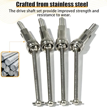 Hardened Steel CVD Driveshaft Front Rear with Hexs, Nuts, Drive Center Cup, Drivershaft Dogbone CVD Compatible with ARRMA 1/18 Mojave Granite GROM ARA2102, Replace #ARA311198 (Silver,Red) - color: Silver-red