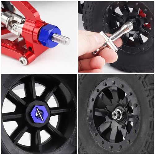 Hobbypark Aluminum 12mm Hex Wheel Hubs Adapters & M4 Flanged Lock Nuts for Traxxas 1/10 Slash 4X4 Stampede 4WD RC Car,Replace Part 1654 (Navy Blue) - color: Navy Blue