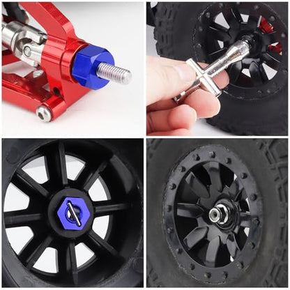 Hobbypark Aluminum 12mm Hex Wheel Hubs Adapters & M4 Flanged Lock Nuts for Traxxas 1/10 Slash 4X4 Stampede 4WD RC Car,Replace Part 1654 (Navy Blue) - color: Navy Blue