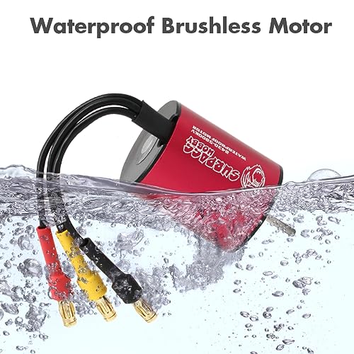 2.4G CH2 RC Transmitter and Receiver Waterproof 2430 5800KV Brushless Motor 30A ESC 3 in 1 Comb Set for RC Car Boat - color: Red-1