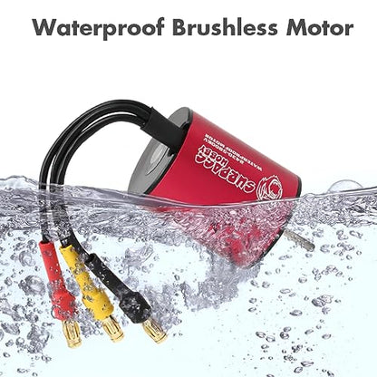 2.4G CH2 RC Transmitter and Receiver Waterproof 2430 5800KV Brushless Motor 30A ESC 3 in 1 Comb Set for RC Car Boat - color: Red-1