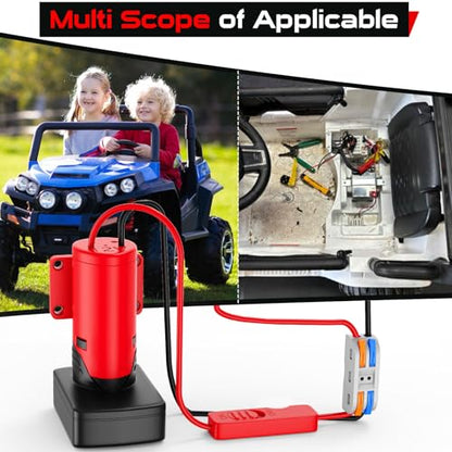 Upgraded Battery Adapter Compatible for Milwaukee 12V Battery | All-in-One Switch & Fuse Design, Power Ride Wheel Adapter Converter Kit for Ride-On Toys, 14 Gauge with Wire Terminals - color: red 12v