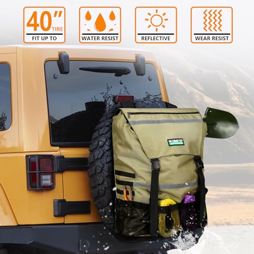 Spare Tire Trash Bag, Offroad Storage Bag for Jeep Truck SUV Car | Fits Up to 40" Tires, Easy to Attach, Heavy Duty Cargo Storage for Recovery Gear, Firewood & Camping Supplies