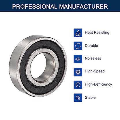 R12-2RS Deep Groove Ball Bearings, ID 3/4" x OD 1-5/8" x Width 7/16" Double Rubber Sealed Ball Bearing Pre-Lubricated Chrome Steel Z2 Lever 10pcs - size: R12-2RS 3/4"x1-5/8"x7/16"