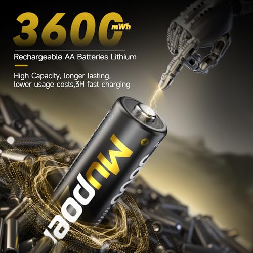 Rechargeable AA Batteries Lithium with Charger,4AA 3600mWh Lithium Batteries 1.5V,Double A Batteries Rechargeable High Capacity,Pilas Recargables AA,Reusable Battery Two A Li ion for Blink,Xbox - size: 4 Slot Charger+3600mWh4AA
