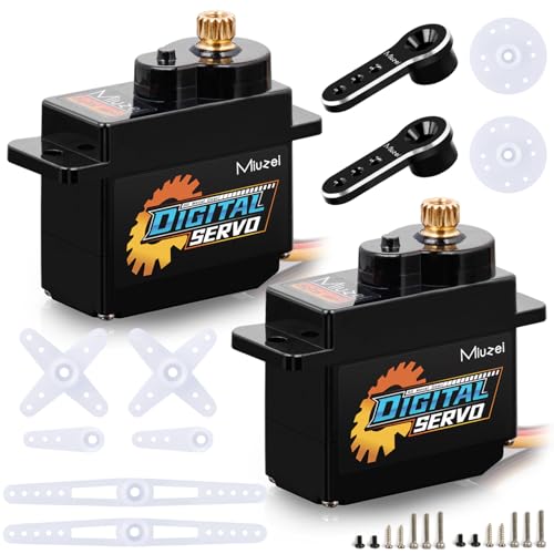12g Micro Servo Rc Steering Metal Gear Digital for Axial Scx24, 2Pcs | Mini Small Servo Motor, Upgrade Parts With Horn Arm, for 1/24 Rc Crawler Plane Airplane Robot. Powerful, Smooth, Quiet, Fast