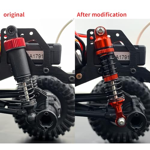 RCLIONS RC Car Shocks 53mm Oil Shock Absorber for Redcat Ascent 1/18th RC Crawler Car Upgrade Parts (Red) - color: Red