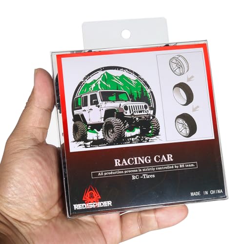 REDSPIDER 1.0 Beadlock Wheels and Tires（4pcs）1.0 Crawler Tires 51*20mm 1.0 Wheel color and style are optional 1/18 1/24 RC Crawler Tires for SCX24 TRX4M FMS FCX24 FCX18 AX24 ﻿ (Silvery（circular hole）) - color: Silvery（circular Hole）