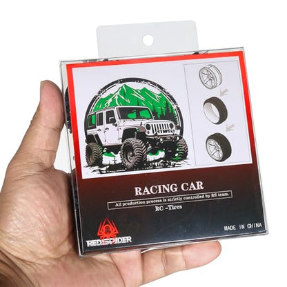 REDSPIDER 1.0 Beadlock Wheels and Tires（4pcs）1.0 Crawler Tires 51*20mm 1.0 Wheel color and style are optional 1/18 1/24 RC Crawler Tires for SCX24 TRX4M FMS FCX24 FCX18 AX24 ﻿ (Silvery（circular hole）) - color: Silvery（circular Hole）