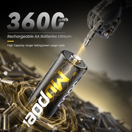 Mupoer Rechargeable AA Lithium Batteries with Charger,3600mWh 24 Pack Lithium AA 1.5V Blink Batteries,Double A Battery Rechargeable,Long Lasting Pilas Recargables Lithium ion AA Battery for Xbox - size: 3600mWh 24AA