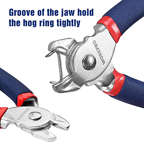 WORKPRO Hog Ring Pliers with 500 Pcs 3/4" Hog Rings | Galvanized Steel Hog Rings, For Furniture Upholstery, Auto Upholstery, Plastic Meat & Sausage Casings - style: Flat Hog Ring Pliers Set