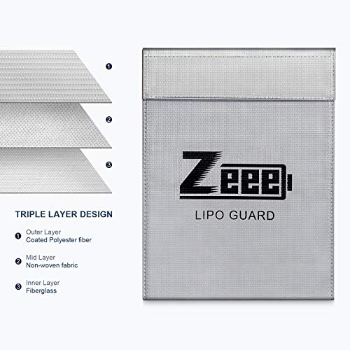 Zeee Fireproof Lipo Battery Bag Explosion-Proof | Charging & Storage Organizer to Protect Your Gear