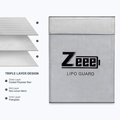 Zeee Fireproof Lipo Battery Bag Explosion-Proof | Charging & Storage Organizer to Protect Your Gear