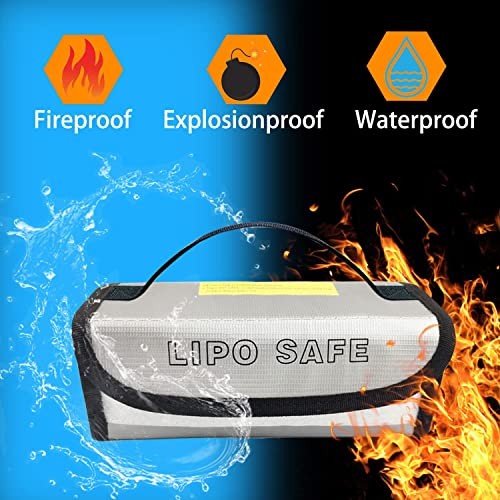 3PCS 185 * 60 * 75mm Lipo Battery Safe Bag Charging Bag for Lipo Battery Pack Storage Charging Transport,Home Travel Fireproof Safe Storage Pouch - size: 185*60*75mm