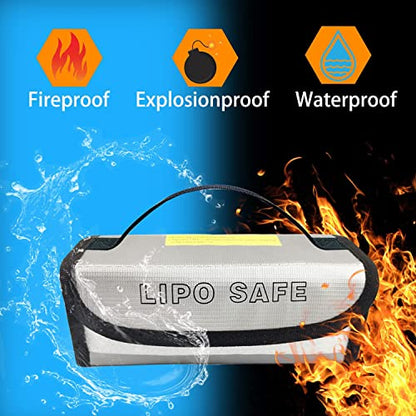 3PCS 185 * 60 * 75mm Lipo Battery Safe Bag Charging Bag for Lipo Battery Pack Storage Charging Transport,Home Travel Fireproof Safe Storage Pouch - size: 185*60*75mm