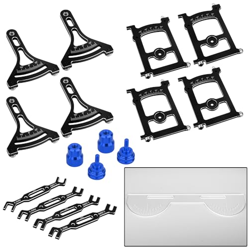 Multi-Functional 1/10 RC On Road Cars Alignment Tool - Camber, Toe, Slip Angle Gauge, 1/10 RC Suspension Tuning Setup Gauge, Aluminum Ultimate Suspension & Steering Adjustment Tool