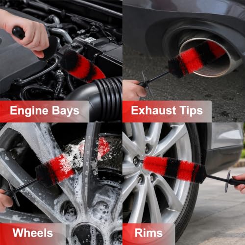 Wheel Brush Soft Bristle Car Tire Detail Cleaning Tool,Tire Brush Suitable for Exhaust Ports, Engines, Behicles, Motorcycles,Cars, Trucks, SUVs, and RVs