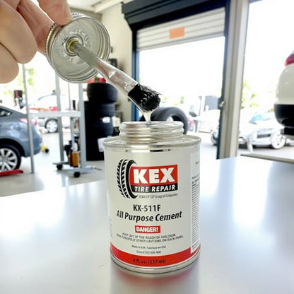 Kex Cold Vulcanizing Rubber Tire and Tube Patch Plug Repair Cement Glue 8oz can