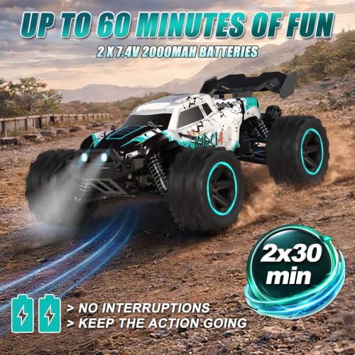 1:14 RC Cars for Adults & Teens, 50 KM/H 4WD Offroad Remote Control Car, 60 Mins Runtime, All-Terrain Fast RC Truck with Two 2000mAh Rechargeable Batteries