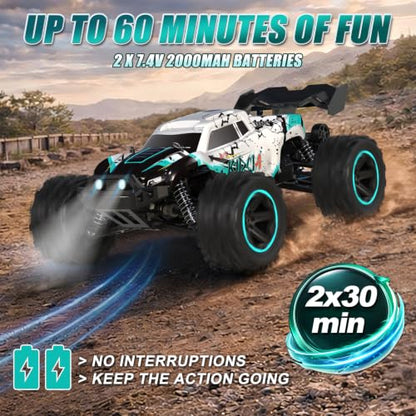 1:14 RC Cars for Adults & Teens, 50 KM/H 4WD Offroad Remote Control Car, 60 Mins Runtime, All-Terrain Fast RC Truck with Two 2000mAh Rechargeable Batteries