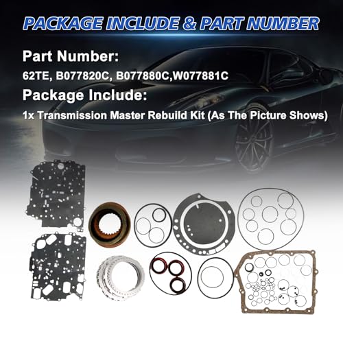 62TE Transmission Rebuild Kit Overhaul Seals Fits for Journey 2011-2017 3.6L,for Avenger 2011-2014 3.6L Replace OE 62TE B077820C B077880C W077881C - size: 62TE